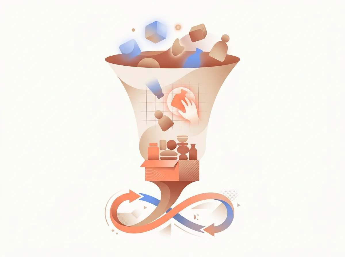 Diagnostic funnel showing Faire impressions, product views, opening orders, and reorders